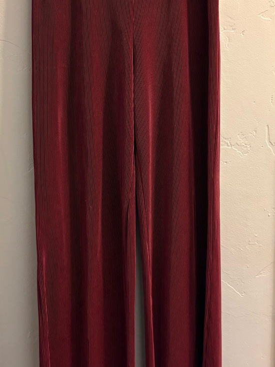 No Boundaries Pants - Ribbed Deep Burgundy Wide-Leg Pants